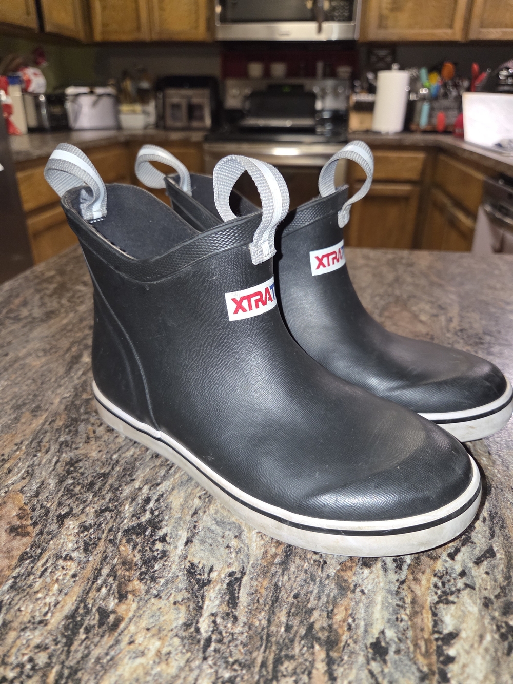 XTRATUF Kids Black Rain Boots with Heel Pull Loops